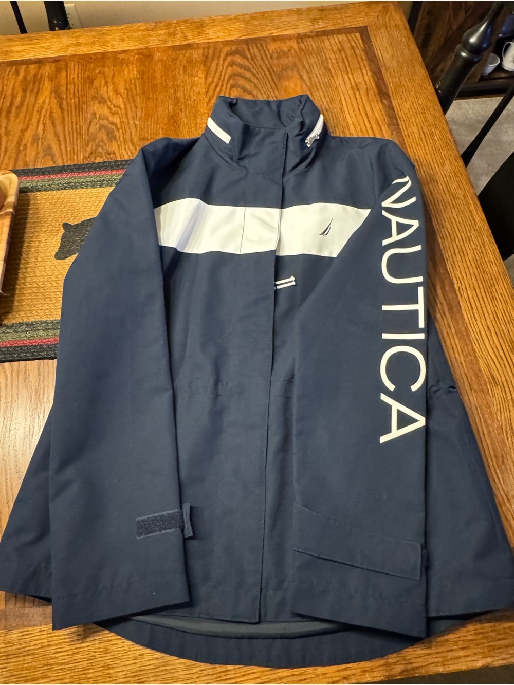Nautica Navy Jacket with White Chest Stripe and Sleeve Logo